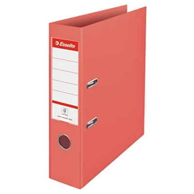 Image de Esselte Classeur à Levier, Capacité 500 Feuilles, Dos de 75 mm, A4 Léger &amp; Solide, Maison / Bureau, Motif Texturé, Gamme Colour&#039;Breeze, Corail, 628429