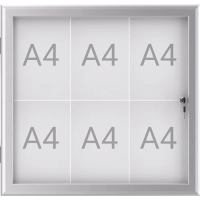 Image de MAUL Vitrine A4 MAULexcite avec 6 pages Tableau d&#039;information cadre en Aluminium et porte verre Construction plate peu encombrante Verrouillable serrure