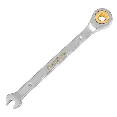 Image de DAKCOS clé à cliquet combinée 6mm dorée en CR V avec finition chromée mate