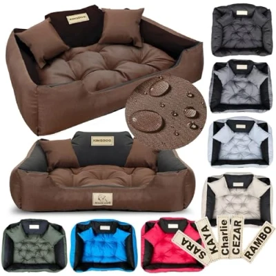Image de Lit pour chien KINGDOG, imperméable et résistant, SML XL XXL 3XL, 8 coloris !