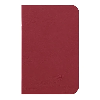 Image de Clairefontaine 734102C Collection Age Bag Un Carnet Agrafé Rouge 9x14 cm 96 Pages Unies Blanches Papier 90 g Couverture Carte Lustrée Grain Cuir