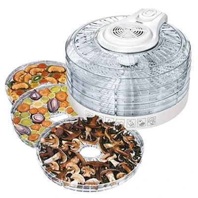 Image de PM Company MPM MSG 02 Déshydrateur Alimentaire Électrique, 5 Plateaux 33 cm, sans BPA, 3 Niveaux de Puissance, Sèche Les Fruits, Légumes, Viande, Herbes, 400W, Plastique, Blanc