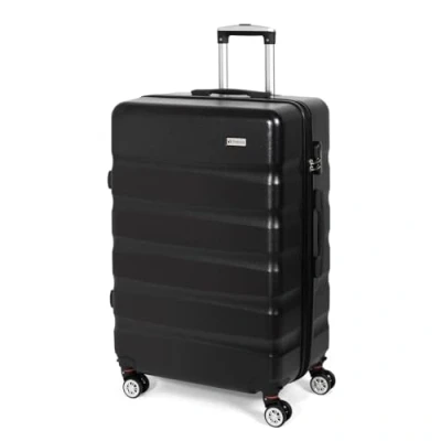Image de Todeco Valise Grande Taille 78cm, Rigide e légère ABS+PC à Main avec Coque Rigide, de Voyage, 4 Doubles Roues, 78x48x28cm, Noir