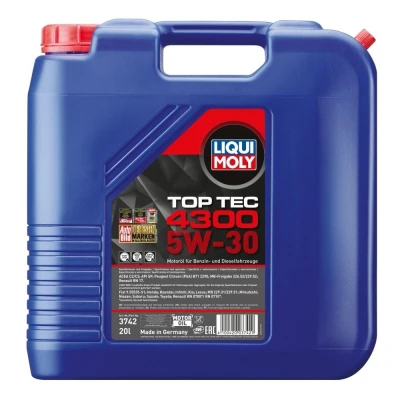 Image de Liqui Moly Top Tec 4300 5W 30 20I Huile moteur 3742 RENAULT: Clio 3, 2, 4, MERCEDES BENZ: Classe C Berline, A, Sprinter 3.5 T Van