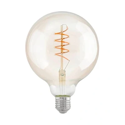 Image de Eglo Lampe LED E27 filament vintage spirale, ampoule Edison, globe éclairage rétro, 4 watts (correspond à 26 watts), 270 lumens, blanc chaud, ambré, 2200 Kelvin, G125, Ø 12,5 cm