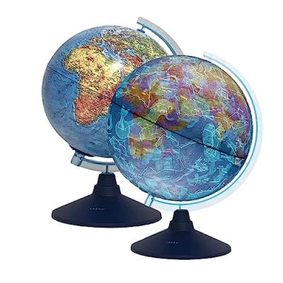 Image de Exerz 21cm Globe Lumineux, Carte anglaise physique de jour/Constellation étoiles avec éclairage Terrestre Pivotant (21cm neuf)