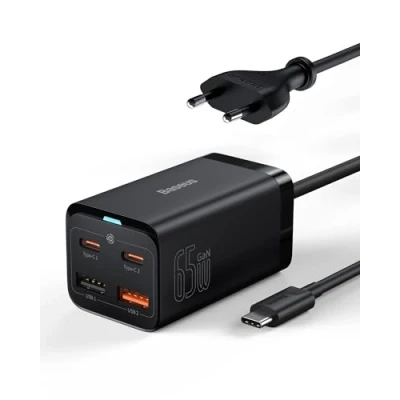 Image de Baseus Bloc d&#039;alimentation USB C, 65 W, Haute Vitesse, 4 Ports PD 3.0 et PPS, Chargeur Rapide GaN, Compatible avec MacBook Pro/Air, iPhone 15/14/13, Pixel, Galaxy S23, iPad, Plus Encore