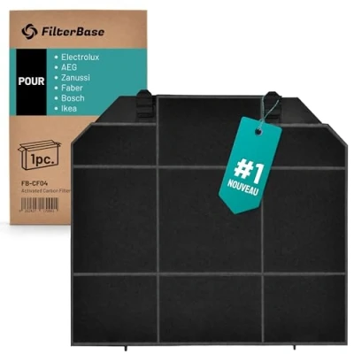 Image de Filtre à charbon actif FilterBase® pour hotte aspirante AEG Electrolux Zanussi MCFE04 EFF72 E3CFF72 9029793636 9029800480 Faber 1120157243 1120185276 Ikea NYTTIG FIL 650 Bosch DHZ5476 668491.
