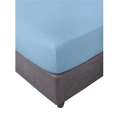 Image de Miracle Home. Drap Housse 100% Microfibre brossée, Ajustable, élastique et Anti Peeling, 135 x 200 cm, lit de Bleu Ciel