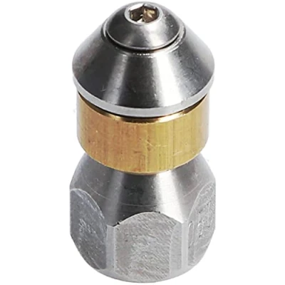Image de McFilter Buse de nettoyage tuyaux pour nettoyeur haute pression rotative entrée 1/8&quot; IG, 3 x 0,8 mm 050, acier inoxydable/laiton