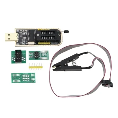 Image de YINETTECH 1 Ensemble de Programmeur USB BIOS Flash EEPROM Série CH341A 24/25 avec Module Adaptateur SOIC8 SOP8 pour la Programmation du Panneau LCD Routage Carte Mère