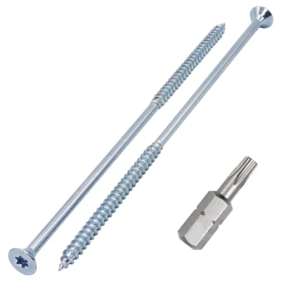 Image de SKIR&#039;CO (10 pièces) Vis à bois en acier zingué 6,0 x 200 mm, tête fraisée Torx, pour panneaux d&#039;aggloméré, Filetage partiel
