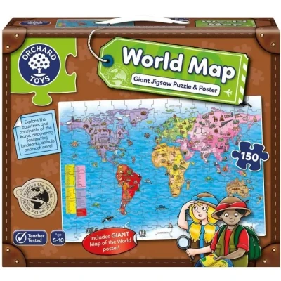 Image de Orchard Toys World Map jigsaw Puzzle and poster, Educational 150 piece of Countries Continents the World, Includes Age 5 10