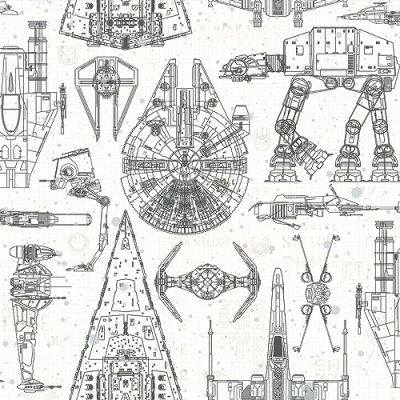 Image de Star Wars RoomMates Papier Peint auto adhésif Blueprint