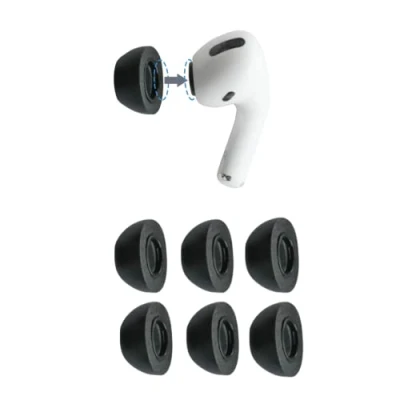 Image de Comply Lot de 3 paires d&#039;embouts en mousse pour Apple AirPods Pro génération 1 et 2, grands, noirs, confort ultime, ajustement inébranlable, embouts à mémoire forme, rechange