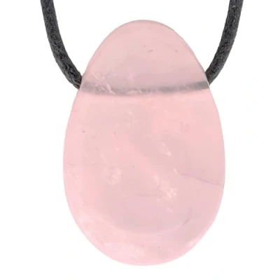 Image de Lebensquelle Plus Pendentif goutte en Quartz rose Pierre roulée percée Avec cordon coton précieuse de qualité supérieure, semi précieuse,
