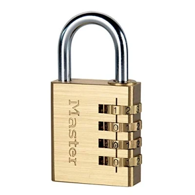 Image de Master Lock 604EURD Cadenas à Combinaison 4 Chiffres en Aluminium et Finition Laiton, Doré, 8,1 x 1,8 cm