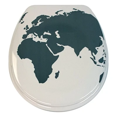 Image de MSV Abattant WC Thermo Dur World Gris &amp; Blanc Charnières PS