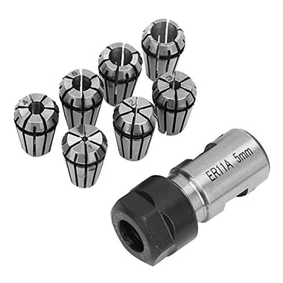 Image de 7 Pièces Ensemble de Pinces à Ressort, ER11 Ressort Collet Set Avec 5mm Tige D&#039;extension Support D&#039;arbre Moteur CNC Serrage Gravure