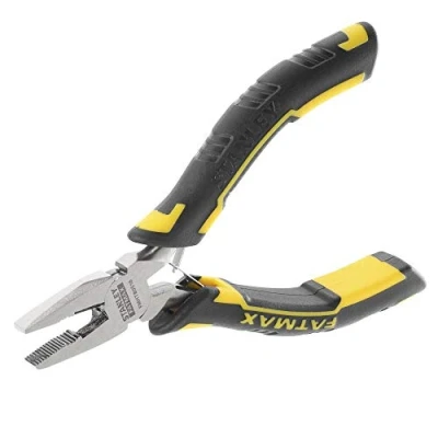 Image de Stanley Fmht0 80516 Mini Pince Universelle Gamme FatMax Design Compact Ressort De Rappel Coupe Et Serre Poignée Bi Matière Acier Trempé, Jaune/Noir