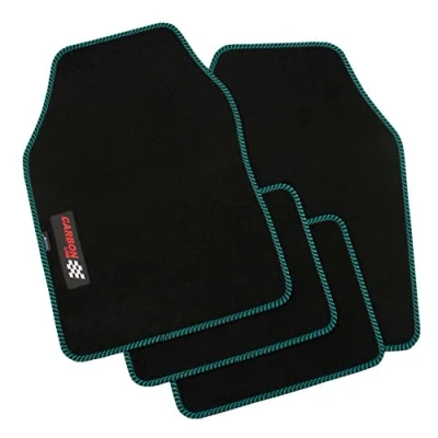 Image de PETEX Lot de 4 Tapis Voiture universels en Carbone Noir/Vert