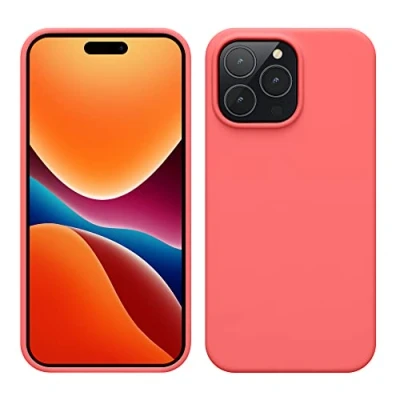 Image de kwmobile Housse Compatible avec Apple iPhone 14 Pro Max Coque de téléphone Fine Finition Douce Corail Fluo