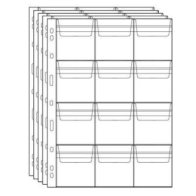 Image de Uncle Paul Coin Collecting Pages 5 Feuilles 12 Poches Standard 9Hole Pocket Inserts Sleeves for Coins CS03512
