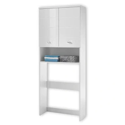 Image de Stella Trading POOL Armoire pour machine à laver en blanc Etagère moderne avec espace de rangement &amp; place la 76 x 190 31 cm (L/H/P)