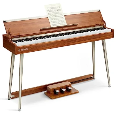 Image de Donner DDP 80 PLUS piano numérique 88 touches clavier pondéré, électrique. Prise en charge USB MIDI et écouteurs. Design de couvercle semi ouvert, pédale triple, adaptateur secteur inclus.