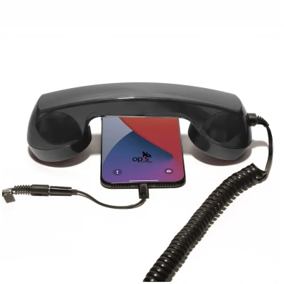 Image de Combiné Téléphone Rétro pour Apple iPhone Noir Neuf