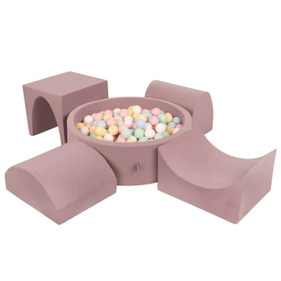 Image de KiddyMoon Aire De Jeux en Mousse avec Rond Piscine À Balles (300 Balles) Fosses Boules pour Enfants Jouets Parcours Obstacles, Bruyère: Bleu Pastel/Jaune Pastel/Blanc/Menthe/Rose Poudré