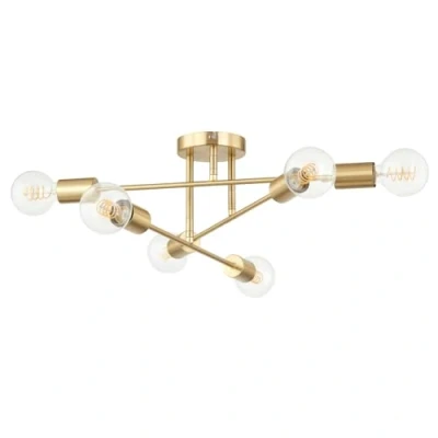 Image de Lindby Plafonnier Aloria à intensité variable (Moderne) en Doré Métal e. a. pour Salon &amp; Salle manger (à 6 lampes, E27), Luminaire Plafonnier, Lampe Plafond, Eclerage Eclairage Interieur