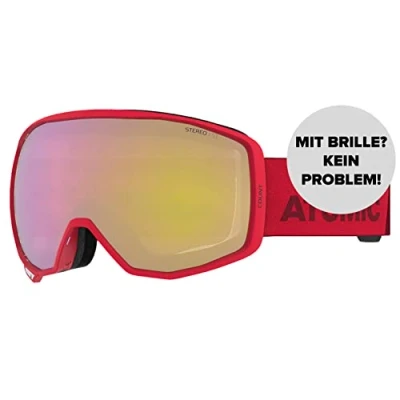 Image de Atomic, Masque de ski All Mountain, Mixte, Temps Nuageux, Medium Fit, Compatible Lunettes, Count Stereo, Rouge /Jaune, AN5106046