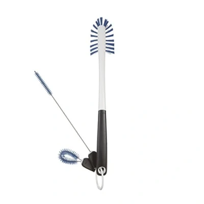 Image de OXO Good Grips, kit de nettoyage pour bouteilles 3 en 1 , brosse nettoyage, Petite et goupillon, Bleu