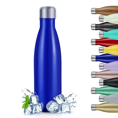 Image de TITIROBA Gourde isotherme en acier inoxydable 500 ml Anti fuite Sans BPA 24 heures Pour le froid et 12 Bleu océan brillant