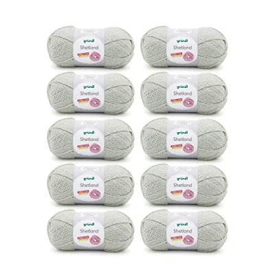 Image de Gründl Shetland Wool (Fil à Tricoter Tendance et Doux composé de 80% polyacrylique 20% Laine, 100 g / 170 m, Taille d&#039;aiguille : 7 8, 10 x g), Moss Melange