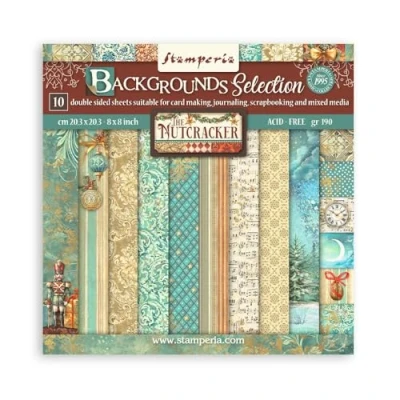 Image de Stamperia Tampon de papier scrapbooking pour scrapbooking, albums, cartes, bullet journals et plus, sans acide, double face, parfait l&#039;artisanat le cadeau (The Nutcracker Backgrounds)