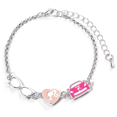 Image de Barbie™ Bracelet à breloques avec trois classiques : silhouette, lunettes et corvette, taille unique