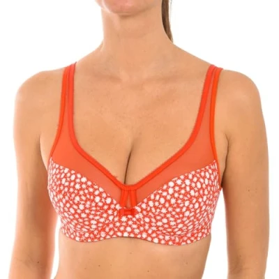 Image de DIM Soutien Gorge Femme Avec Armatures Generous Classique x1, Rouge à Fleurs Blanches, 105D