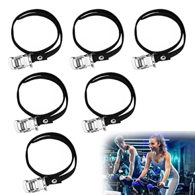 Image de HENGBIRD Lot de 6 Sangles pédale vélo avec Boucle en métal pour la Plupart des vélos, vélos d&#039;appartement, VTT, BMX, Spinning Bike à Maison ou Salle Gym (Longueur 45 50 cm)