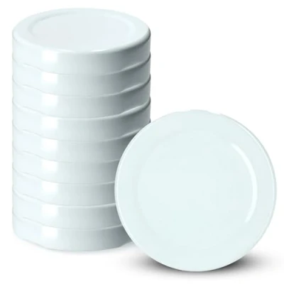 Image de KADAX Lot de 10 couvercles à visser fi43 mm en métal, compatibles avec les bocaux 40 ml, rechange 4 dents clipser, pour bocaux, bouteilles et (blanc)