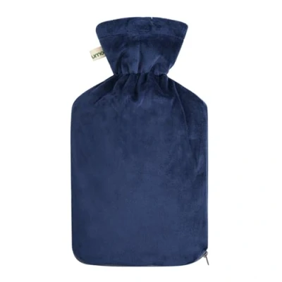Image de Bouillotte 2 litre avec housse en polaire coréenne Supersoft de haute qualité fermeture éclair et doublure supplémentaire certifiée BS1970:2012 testé TÜV Rheinland (Bleu foncé)