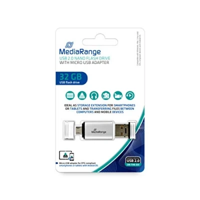 Image de MediaRange MR932 2 lecteur USB flash 32 Go Type A / Micro 2.0 Noir, Argent Neuf