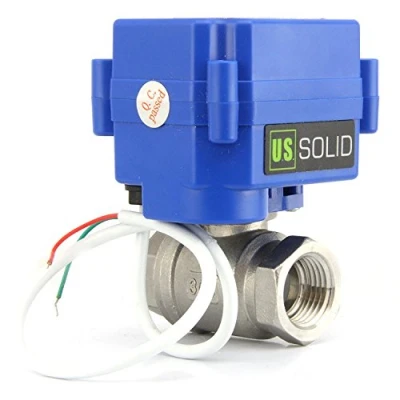 Image de U.S. Solid 3/4&quot; Vanne motorisée acier inoxydable a sphere 2 voies electrique 220V AC, fils, retour automatique NC, Port standard