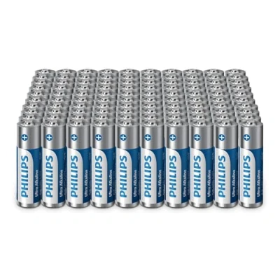 Image de Philips Piles Alcalines AA Ultra Emballage en Vrac pour Appareils à Usage Intensif et Les Bureaux, Lot de 100