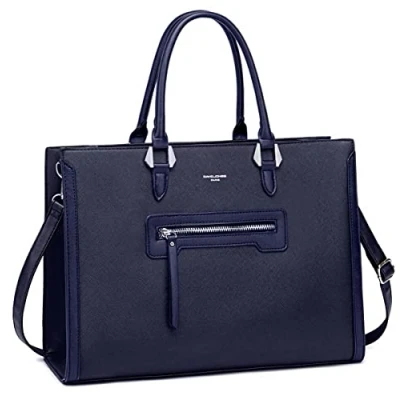 Image de David Jones Sac à Main Cours Lycée Femme Grand Cabas Fourre Tout Simili Cuir PU Elégant Ville Travail Poches Multiples Shopper Porté Epaule Bandoulière Capacité A4 Mode Chic Bleu