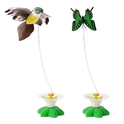 Image de MiOYOOW Jouet Électrique pour Chat, Simulation D&#039;oiseau Volant/Papillon Interactif Chat Amusant D&#039;intérieur Chatons Exercice Chasse (Couleur aléatoire, sans Batterie)