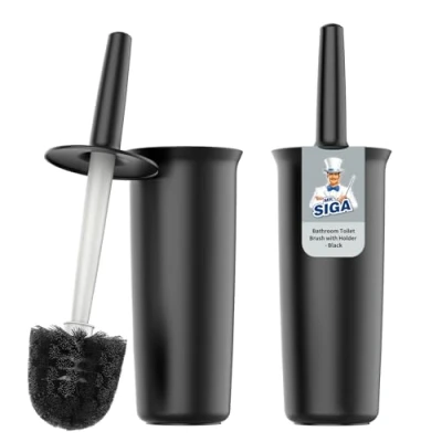 Image de MR.SIGA Brosse WC Balayette avec Support pour Salle de Bain, Noir, Lot 2