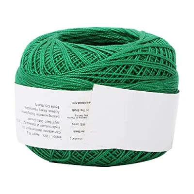 Image de Jenngaoo Fil de Coton en Dentelle, Dentelle Populaire au Crochet à La Main Soie d&#039;Été Léger Mince Boule Tricot Artisanat d&#039;art(Vert foncé)
