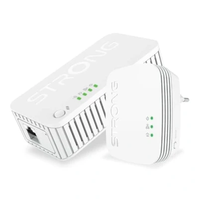 Image de STRONG Powerline WiFi 1000 Kit Duo Prises CPL 600 Mbps/WiFi 750 Mbps Compatible Toute Box/Routeur 1 Port Ethernet + Prise Filtrée Installation Rapide Blanc